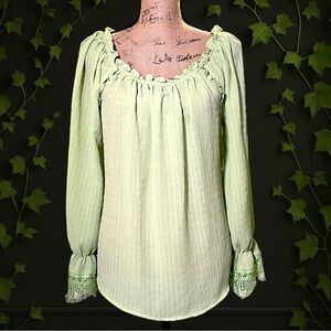 Melissa Paige Lime Off-Shoulder Blouse Size M